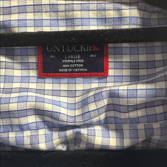 UNTUCKit Blue and White Plaid Casual Large Cotton Shirt - Picture 4 of 4